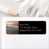 Zeilboot in Sunset Beauful Pink Seascape Etiket (Insitu)