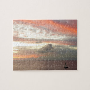 Zeilboot in Sunset Beauful Pink Seascape Legpuzzel
