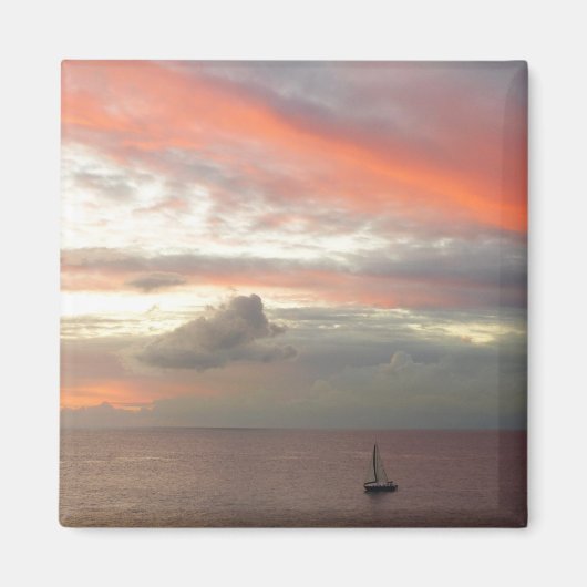 Zeilboot in Sunset Beauful Pink Seascape Magneet (Voorkant)