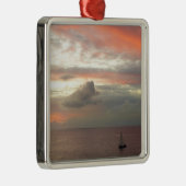 Zeilboot in Sunset Beauful Pink Seascape Metalen Ornament (Rechts)