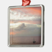 Zeilboot in Sunset Beauful Pink Seascape Metalen Ornament (Links)