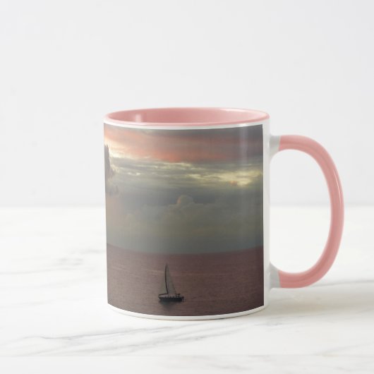 Zeilboot in Sunset Beauful Pink Seascape Mok (Rechts)