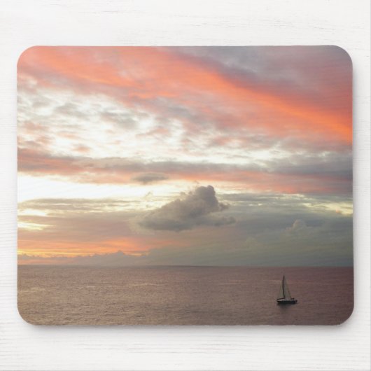 Zeilboot in Sunset Beauful Pink Seascape Muismat (Voorkant)