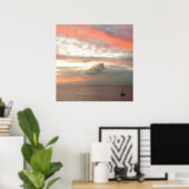 Zeilboot in Sunset Beauful Pink Seascape Poster (Thuiskantoor)