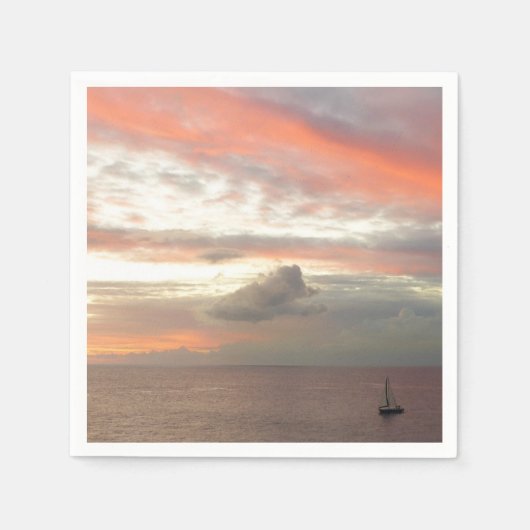 Zeilboot in Sunset Beauful Pink Seascape Servet (Voorkant)