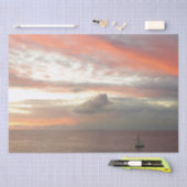 Zeilboot in Sunset Beauful Pink Seascape Tissuepapier (Craft)