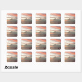 Zeilboot in Sunset Beauful Pink Seascape Vierkante Sticker (Vel)
