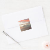 Zeilboot in Sunset Beauful Pink Seascape Vierkante Sticker (Envelop)