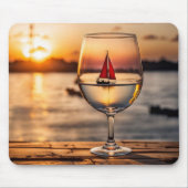 Zeilboot in wijnglas muismat (Voorkant)