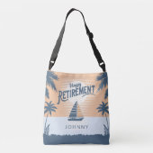 Zeilboot in zonsondergang pensioen crossbody tas (Achterkant)