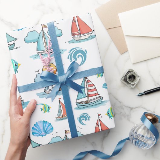Zeilboot inpakpapier (Geschenken)