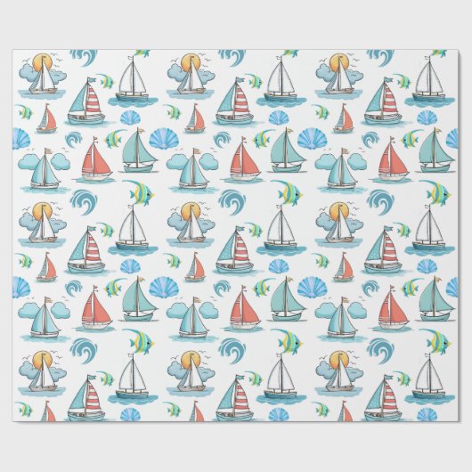 Zeilboot inpakpapier (Vlak)