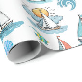 Zeilboot inpakpapier (Rol Hoek)