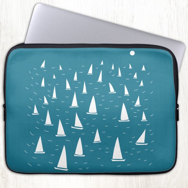 Zeilboot Jacht Nautisch Laptop Sleeve (Sailing boat or yacht art laptop case or sleeve)