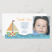 Zeilboot Jongen Verjaardagsfeestje Bedankt Fotokaa (Voorkant / Achterkant)