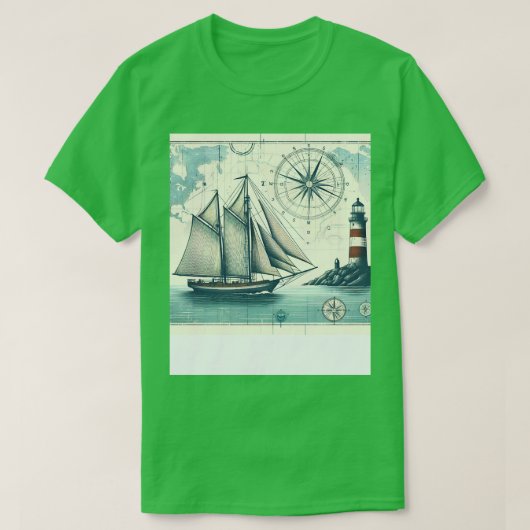  zeilboot kaart t-shirt (Design voorkant)