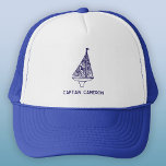 Zeilboot Kapitein Gepersonaliseerd Trucker Pet<br><div class="desc">Een zeilboot of jachtontwerp,  met aangepaste tekst die kan worden gewijzigd om te personaliseren. Of het nu gaat om de naam van de kapitein,  de naam van de boot of een andere tekst die u verkiest,  dit is een uniek geschenk voor uw favoriete zeiler.</div>