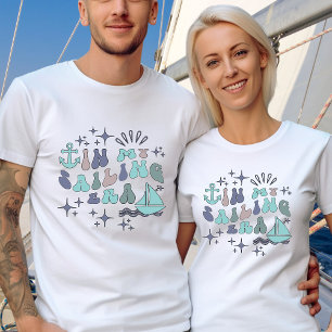 Zeilboot kapitein Hobby aangepaste tekst op rug T-shirt