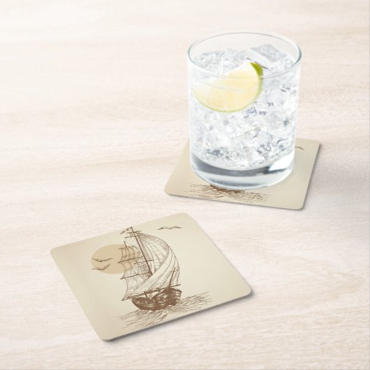  zeilboot kartonnen onderzetters (Insitu)