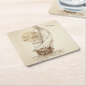  zeilboot kartonnen onderzetters (Schuin)