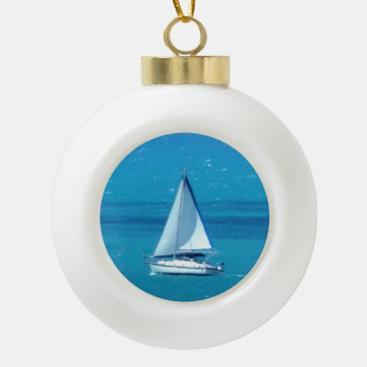 Zeilboot Keramische Bal Ornament (Voorkant)