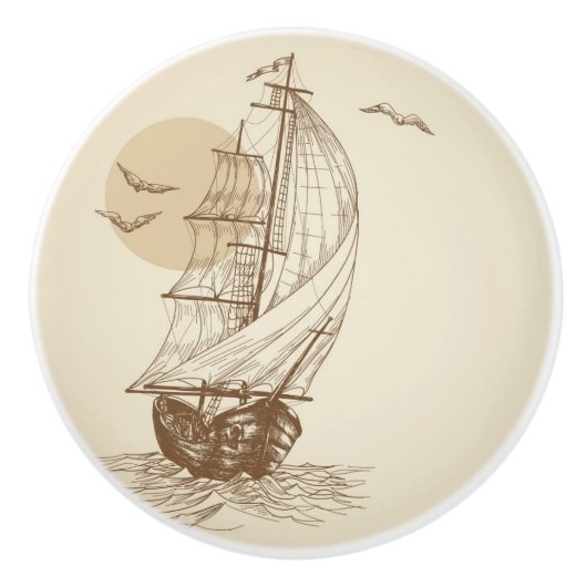  zeilboot keramische knop (Voorkant)