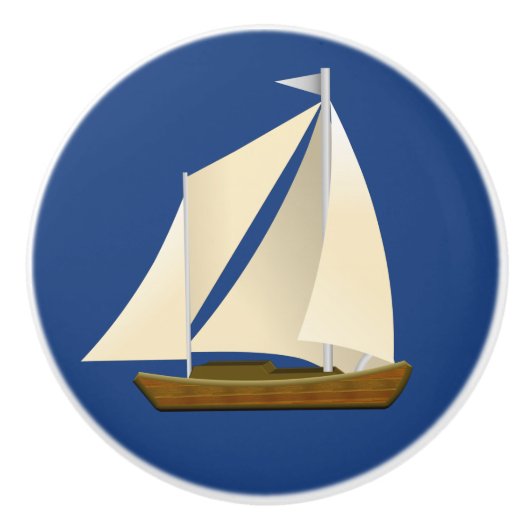 Zeilboot Keramische Knop (Voorkant)