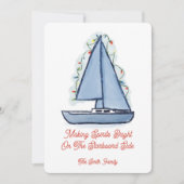 Zeilboot Kerstkaart Kaart (Voorkant)