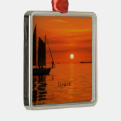 Zeilboot, Key West, Florida bij Sunset Metalen Ornament (Rechts)