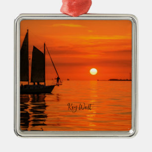 Zeilboot, Key West, Florida bij Sunset Metalen Ornament
