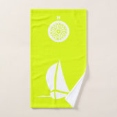 zeilboot & kompas in neon geel bad handdoek (Handdoek)