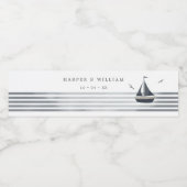 Zeilboot kust waterfles etiket (Enkel label)