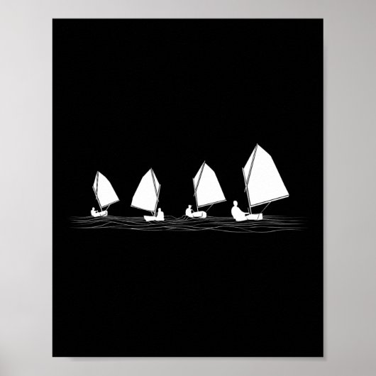 Zeilboot Laser Optimist Racing Zeilen Las Poster (Voorkant)