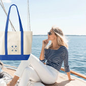 Zeilboot Life Ring Monogrammed Contrast Trim Tote Bag