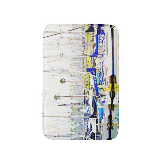 Zeilboot Marina Art Badmat Rug (Voorkant Verticaal)