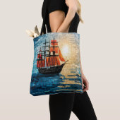 Zeilboot Marine Art Decor Verf Tote Bag (Dichtbij)