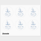 Zeilboot Marine Blauw Dank u Huwelijksgunst Ronde Sticker (Vel)