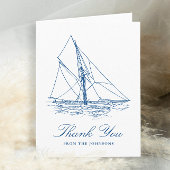 Zeilboot Marine Blue Nautical Wedding Bedankkaart