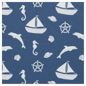 Zeilboot & Marine Life Pattern Fabric Stof (Close Up)