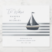 Zeilboot maritieme gepersonaliseerde bruiloft likeurfles etiket (Enkel label)