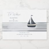 Zeilboot maritieme gepersonaliseerde bruiloft sparkling wijnetiket (Enkel label)