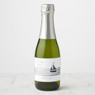 Zeilboot maritieme gepersonaliseerde bruiloft sparkling wijnetiket