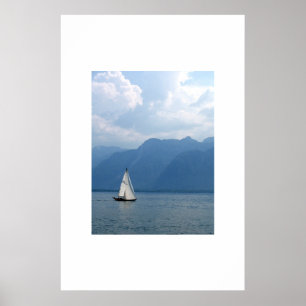 Zeilboot, meer van Genève, Zwitserland Poster