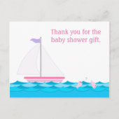 Zeilboot Meisje Baby shower Dank u Briefkaart (Voorkant)