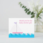 Zeilboot Meisje Baby shower Dank u Briefkaart (Staand voorkant)