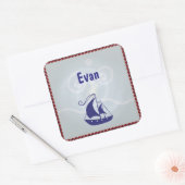 Zeilboot met aangepaste tekst voor Lijst op pad Vierkante Sticker (Envelop)