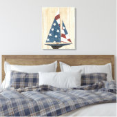 Zeilboot met Amerikaanse vlag Canvas Afdruk (Insitu (Slaapkamer))