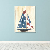 Zeilboot met Amerikaanse vlag Canvas Afdruk (Insitu (Houten vloer))