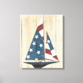 Zeilboot met Amerikaanse vlag Canvas Afdruk (Voorkant)