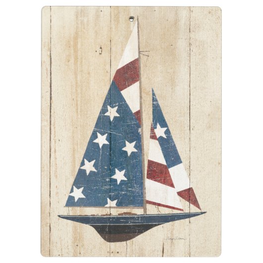 Zeilboot met Amerikaanse vlag Klembord (Achterkant)
